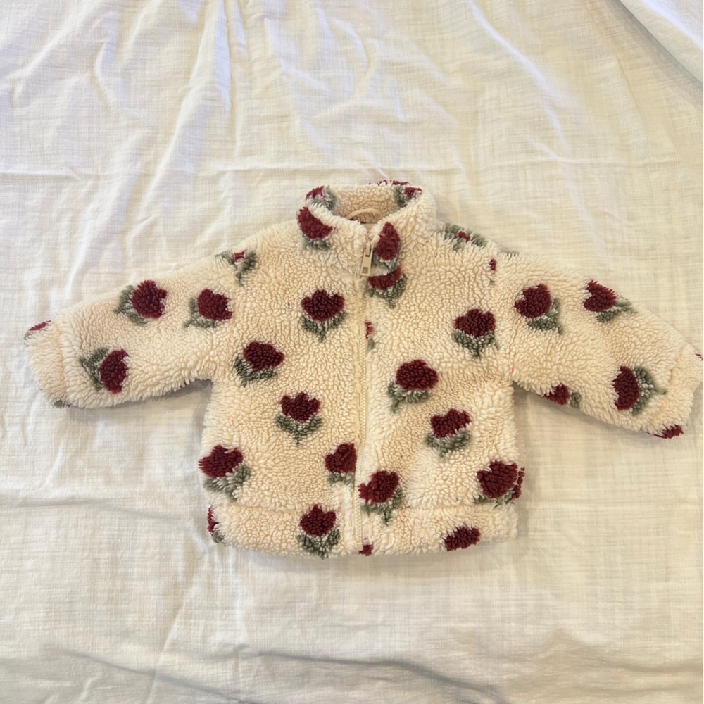 Zara Kids Tulip Print Floral Fleece Jacket